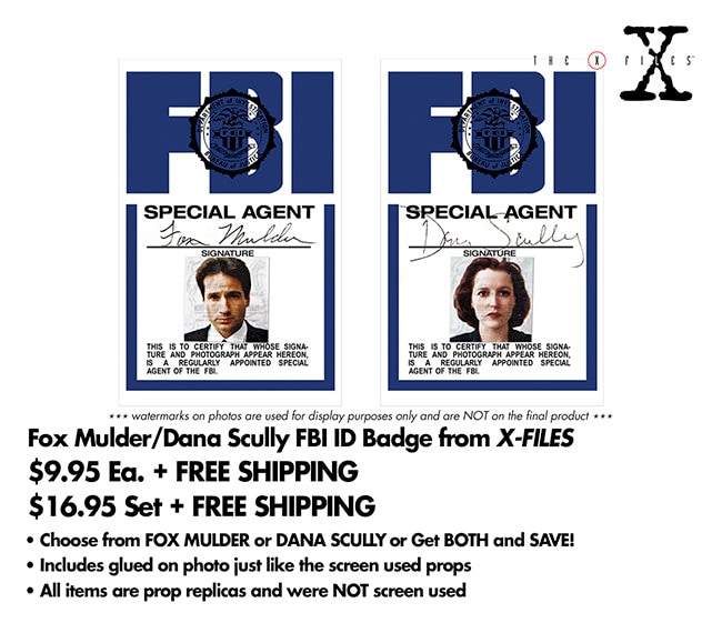 X-Files ID Badge Set OR Individually Mulder / Scully