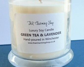SALE - Green Tea Lavender Candle - Green Tea Lavender Scented Candle - Green Tea Lavender Soy Candle - Green Tea Candle - Lavender Candle