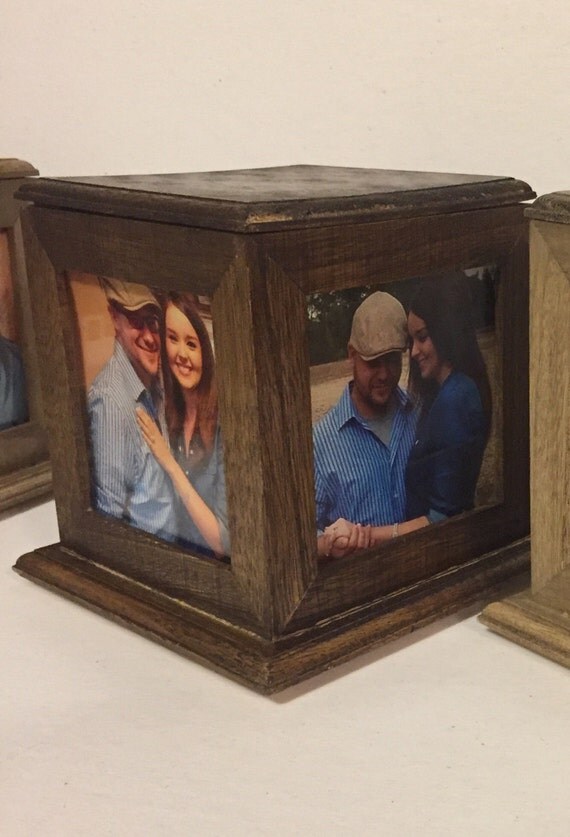 Four Sided Rotating Wooden Picture Box Wedding Keepsake