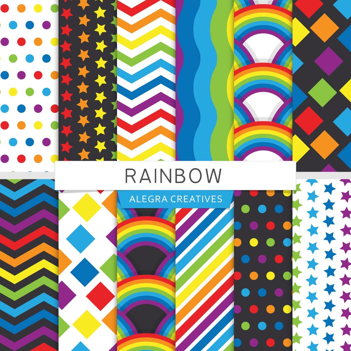 Download Rainbow digital paper colorful 7 colors rainbow and black