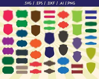 Badge SVG, Label svg, Frame svg, Banner svg Cut Files - Vector svg dxf eps png - Silhouette Cameo, Cricut, Cutting Machines & Transfer