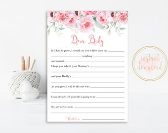 Dear Baby, Baby Shower Game, Wishes for Baby, Baby Shower, INSTANT DOWNLOAD, Printable, Dear Baby Game, Baby Wishes, Shower Printable, Pink