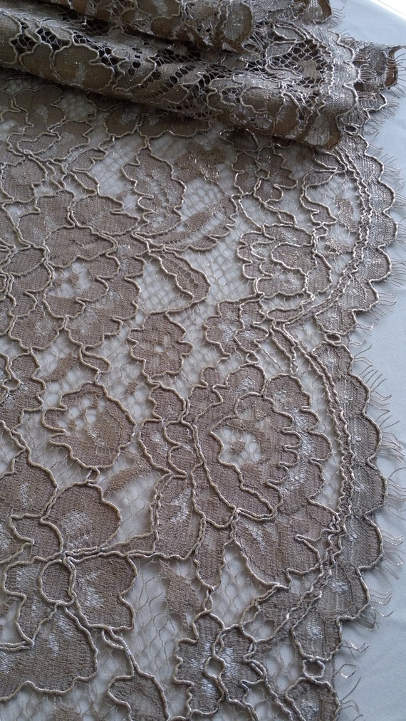 Gold lace fabric, french style, excellent whipped fabric lace evening dress