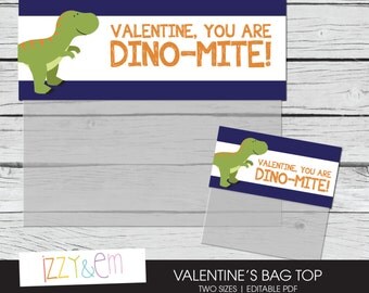Printable Dinosaur Valentines Hearts for small dinosaur toy or