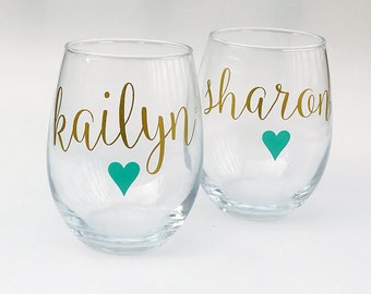 Personalized Stemless Wine Glasses - Bridesmaid Proposal - Bridal Party Gifts - Will You Be My Bridesmaid Gift - Bridal Party Gift