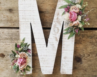 Wildflower Wooden Letter M | Floral Letter | Wooden Letter | Shabby Chic | Boho | Nursery Decor | Botanical Art | Woodland Theme | Baby Girl