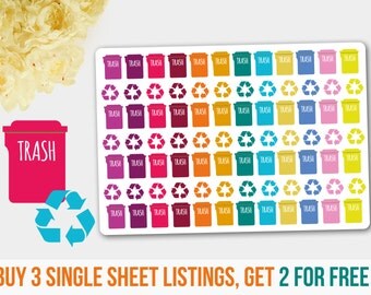 Bright Trash Stickers,Recycle Stickers,Trash Planner Stickers, Recycle Planner Stickers, Recycling Stickers, Garbage Stickers