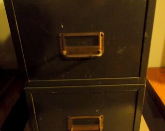 Antique Weis 2-Drawer Metal Cabinet