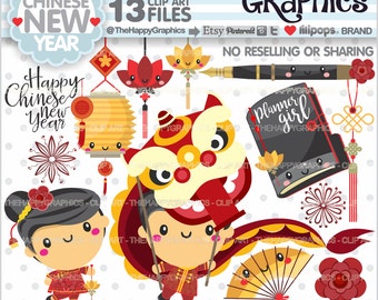80%OFF - Chinese New Year Clipart, COMMERCIAL USE, Chinese New Year Party, Planner Accessories, Planner Girl, Year of the Rooster