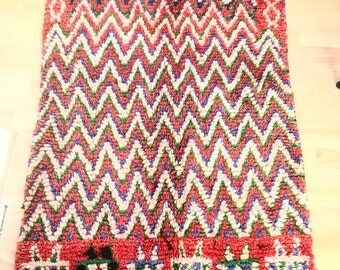 Unique Boucherouite Moroccan Rug