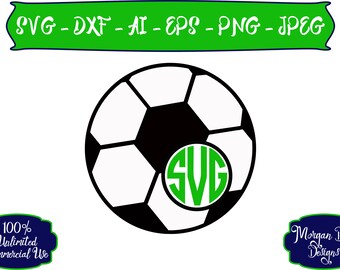 Soccer SVG - Soccer Monogram SVG - Soccer Outline SVG - Sports svg - Files for Silhouette Studio/Cricut Design Space