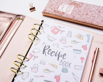 Recipe Book | A5 Planner Inserts, Planner Accessories, Filofax, Kikki K, Traveller's Notebook, Midori Inserts, Midori, Notebook, Printables
