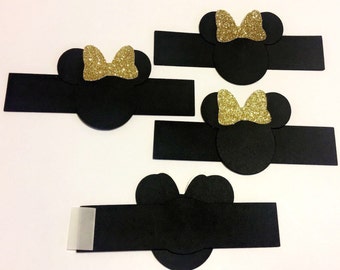 Gold bow Minnie Mouse/ Napkin Rings/ Minnie Mouse party decoration