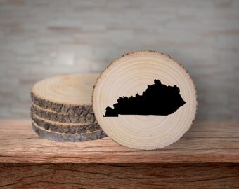 Rustic Kentucky Wood Coaster Set