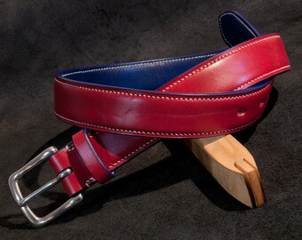Hand stitched leather belt (32 mm)