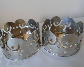 silver plated wine coasters/holders x 2