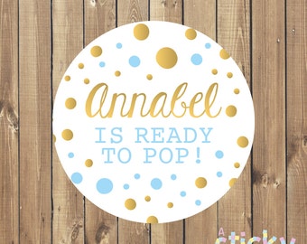 Personalized Ready to Pop Stickers, Baby Shower Stickers, Ready to Pop Labels, Baby Shower Favor Stickers, Ready to Pop, Popcorn Stickers