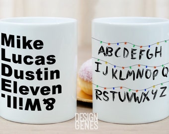 Stranger things mug, Christmas lights mug, Upside down, Stranger things gift, Mike Lucas Dustin Eleven Will, birthday gift, christmas gift