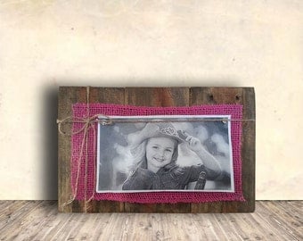 Photo Frame Sign - Nursery Sign - Picture Frame with Jute Rope Bow - Hand Painted - Nursery Decor - Gift Idea for Him or Her
