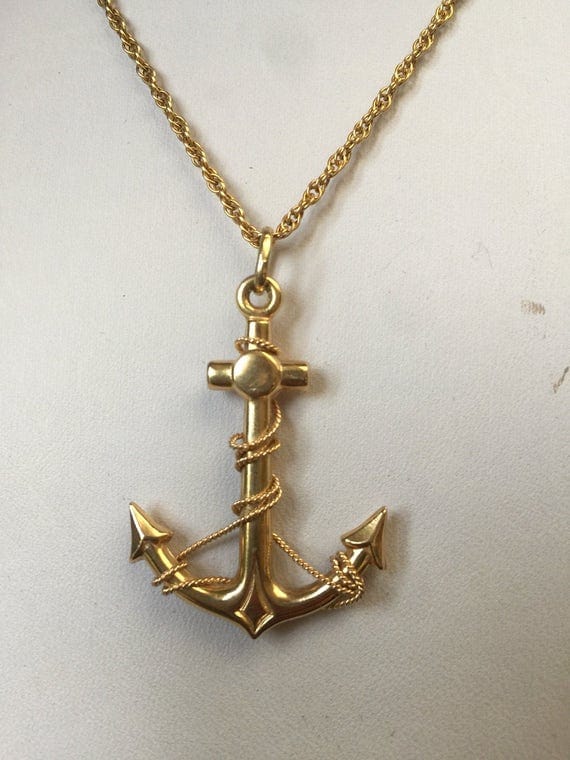 Vintage 9k gold fouled anchor pendant necklace Heirloom
