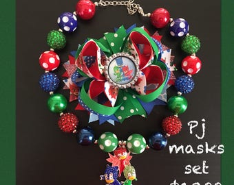 PJ Masks Bow and Bubblegum Necklace Set