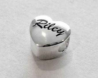 Sterling Silver Personalized Charms - Any Name or Date. High Quality Sterling Silver Personalized Bead Charm Fits Bead Style Charm Bracelets