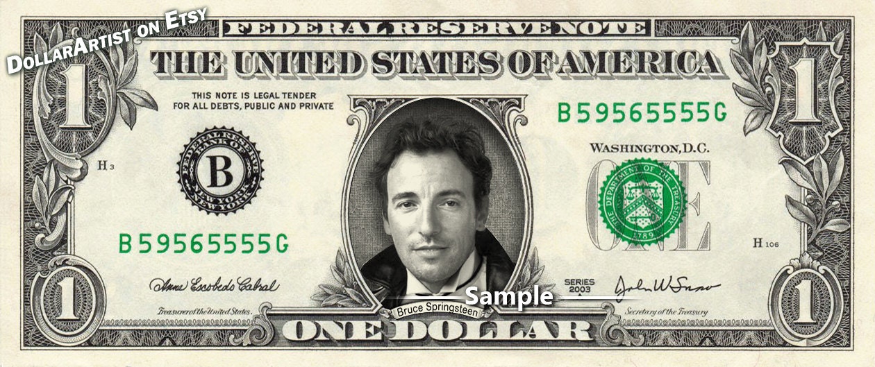 Image result for images of bruce springsteen on a dollar bill