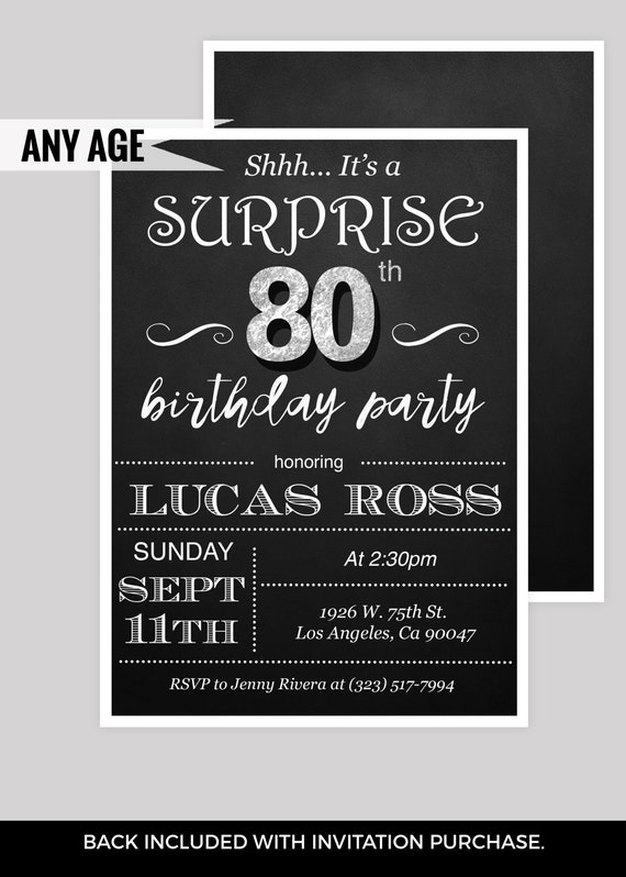Surprise 80th birthday party invitations by DIYPartyInvitation