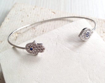 Hand Eye Bracelet,Hamsa Bracelet,Hamsa Eye Bracelet,Hamsa Charm Bracelet,Hamsa Hand Bracelet,Evil Eye Bracelet,Cubic Hamsa Eye Bracelet
