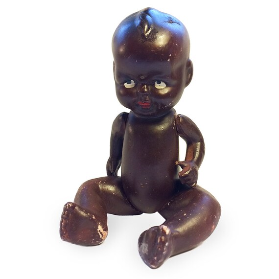 Antique Black Americana Jointed Bisque Doll Baby Boy