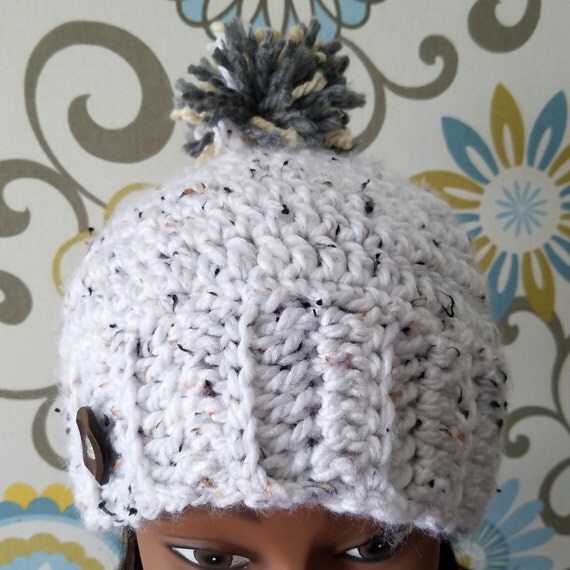 Winter hat crochet hat chunky hat chunky yarn hat pompom