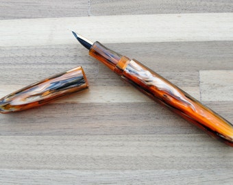 Custom kitless Carrot Acrylic Fountain Pen - Church Hill model