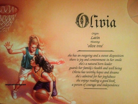 Olivia First Name Meaning Art Print-Personalized-Girl's
