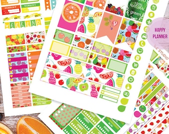 Fruit Planner Stickers Printable, Fruit HAPPY PLANNER MAMBI , Monthly/Weekly Kit, Printable Sampler, Happy planner kit, Instant download