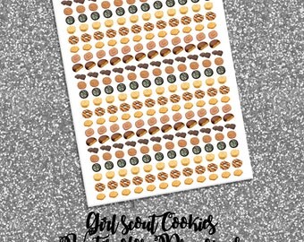 Girl Scout Cookie Printable Planner Stickers, Watercolor Painting, Cookie Sales Tracker, Planner Stickers, Hand drawn