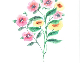 Original watercolor greeting card. One of a kind. Wildflowers