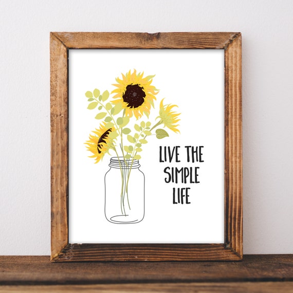 Farmhouse Decor Farmhouse Print Sunflower Print Live the