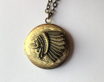 Native American Indian Chief Locket.