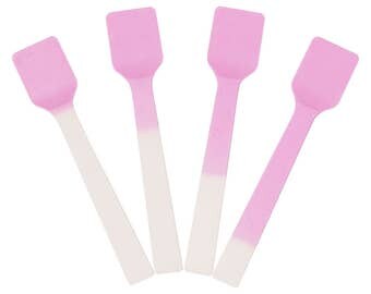 Color Changing Gelato Spoons - White to Pink - 4 Inch Plastic Tasting Spoons - Mini Sampling Spoons! Fast Shipping! Frozen Dessert Supplies