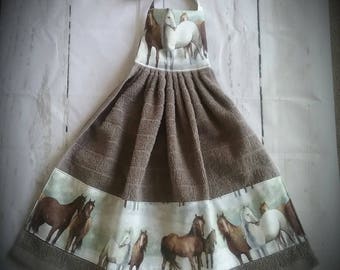 Horse kitchen towels Western towel Hanging towel Kitchen towels with ties Horse decor Western decor Hanging kitchen towels