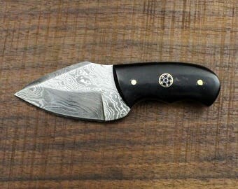 Spearhead No.2 - Mini Damascus EDC Knife with buffalo horn scales 5"