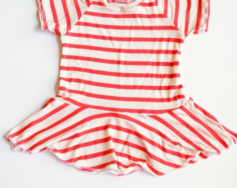 Baby Toddler Peplum Top, Red Striped Peplum Top