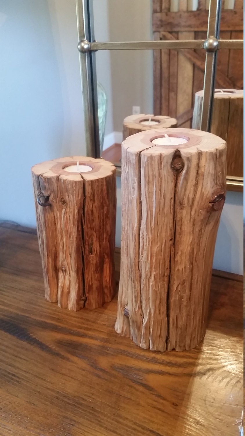 Reclaimed Fence Post Candleholders Rustic Decor