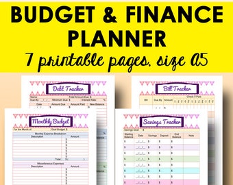 A5 Budget Printables, Monthly Budget Planner, Financial Organiser, Financial Sheets, Household Planning, Filofax Debt Plan, Instant Download