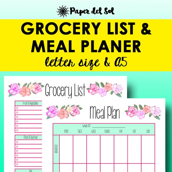 grocery list meal planner printable shopping list printable