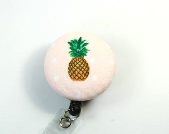 PINEAPPLE Badge reel, Badge reel, Pineapple lanyard, Badge holder, Fruit badge reel, Button badge reel, Retractable badge