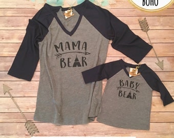 Mama Bear Shirt Set, Mommy and Me Shirts, Mommy and Me Outfits, Mom and Son Shirts, Mom and Daughter Shirts, Family Shirts, Baby Bear Shirt
