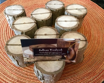 10 Rustic Country Wedding Place Card Holders, Wedding Reception Decor, Wood Card Holder, Wedding Card Holder