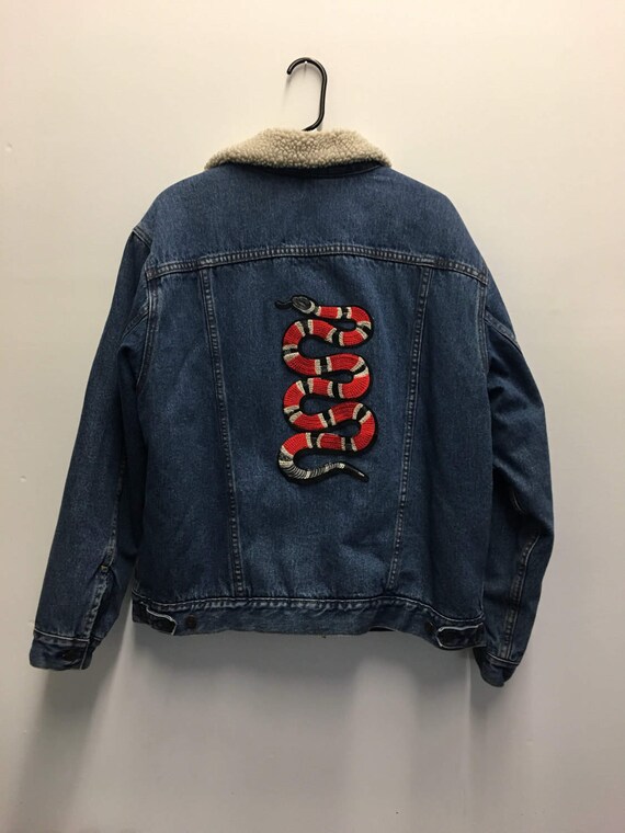 gucci jeans jacket teddy bear