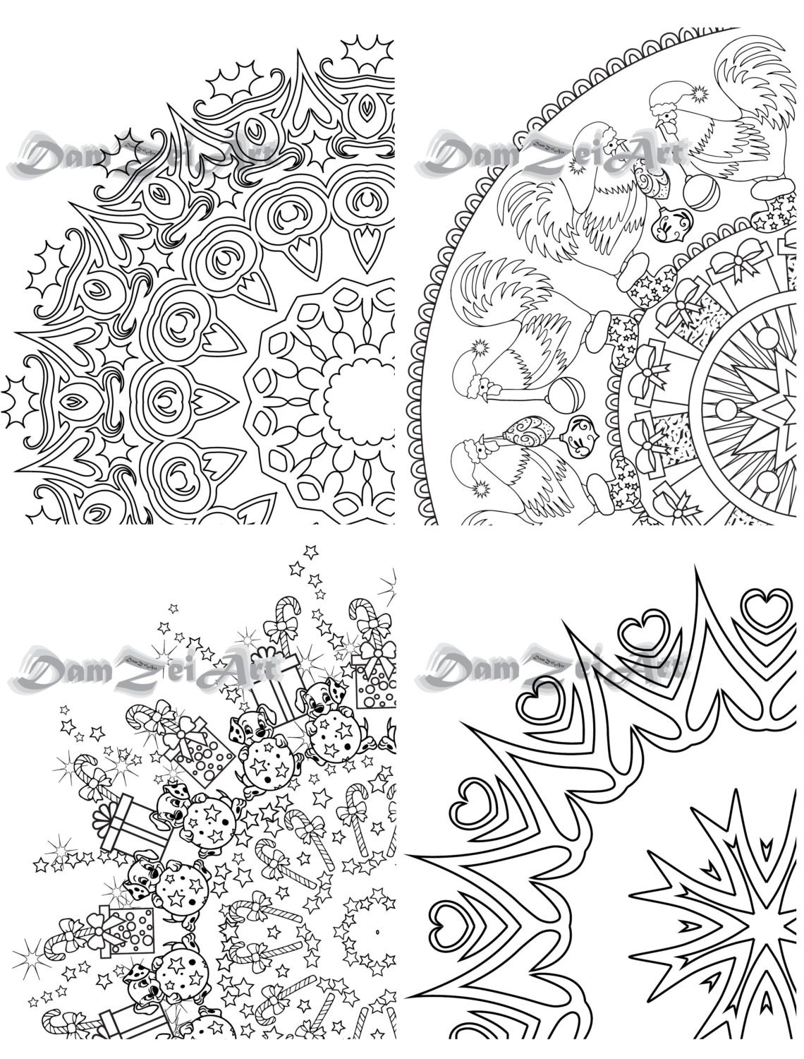 10 Mandala NEW YEAR Digital Coloring Page Happy Holidays